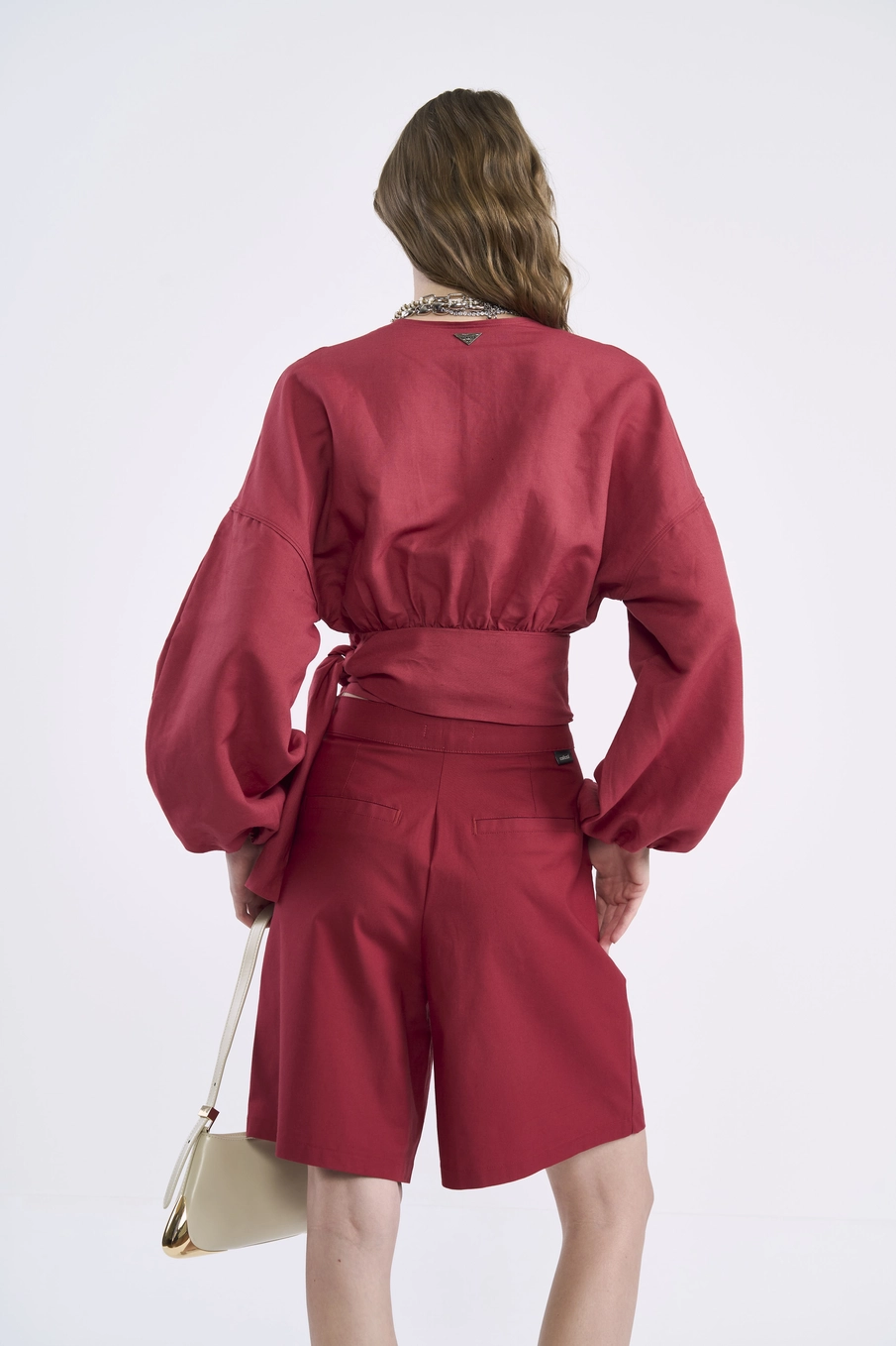 Blusa Cropped Transpassada Com Amarração Vermelho