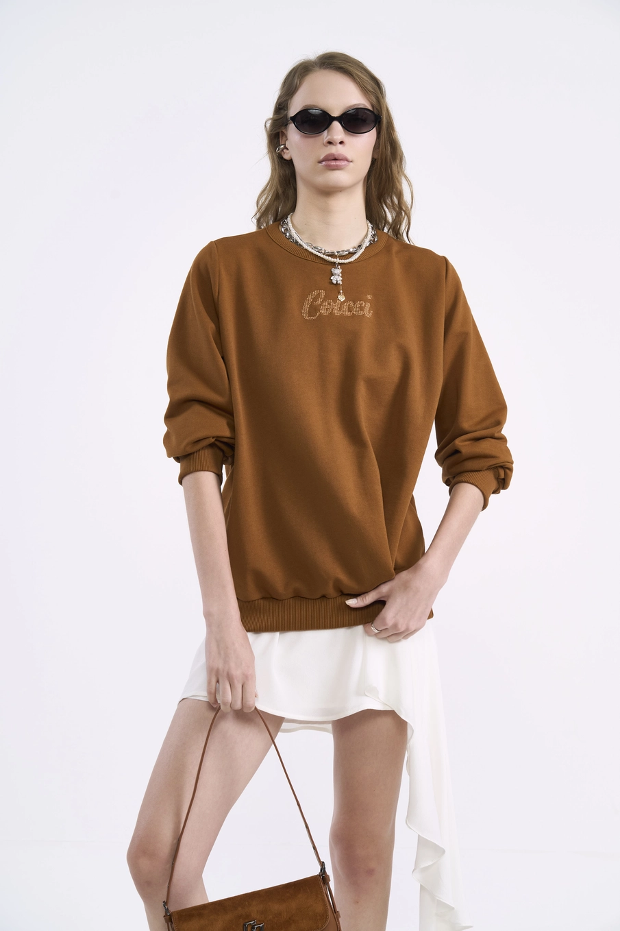 Blusão Moletom Urban Com Bordado Frontal Marrom