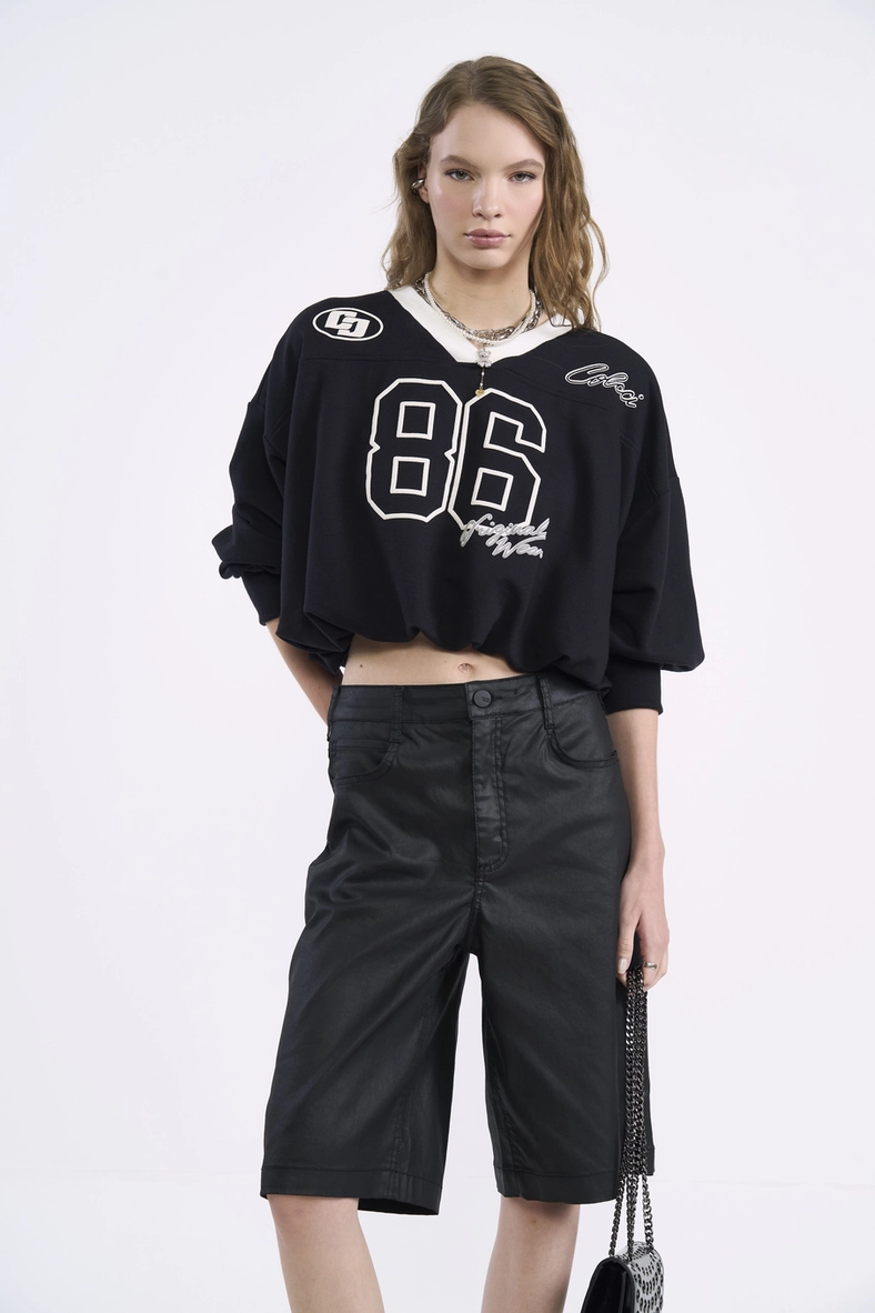 Blusão Cropped Oversized Estampado