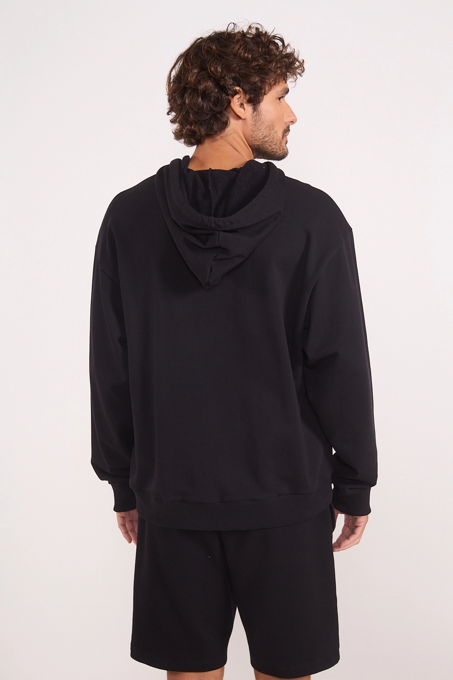 Blusão Moletom Com Capuz Preto