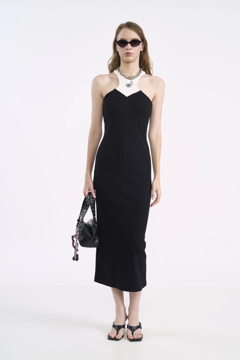 Vestido Midi Canelado Halter