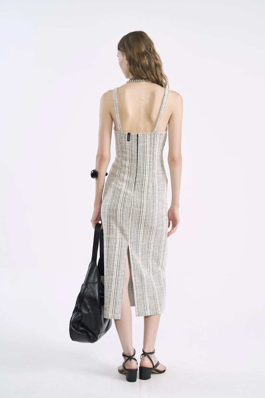 Vestido Midi Cut-out Listrado Estampados