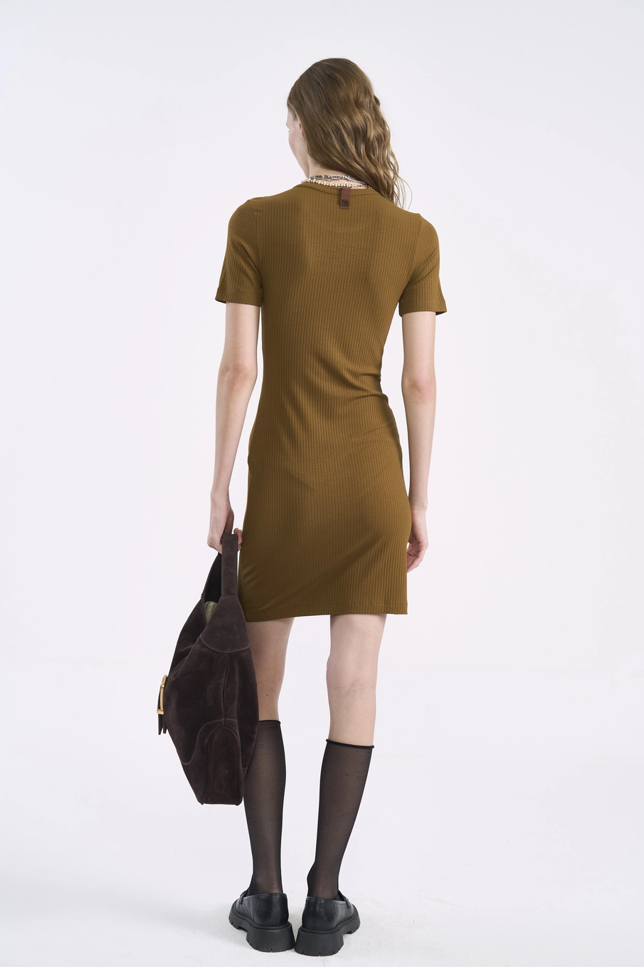 Vestido Canelado Urban Slim Marrom