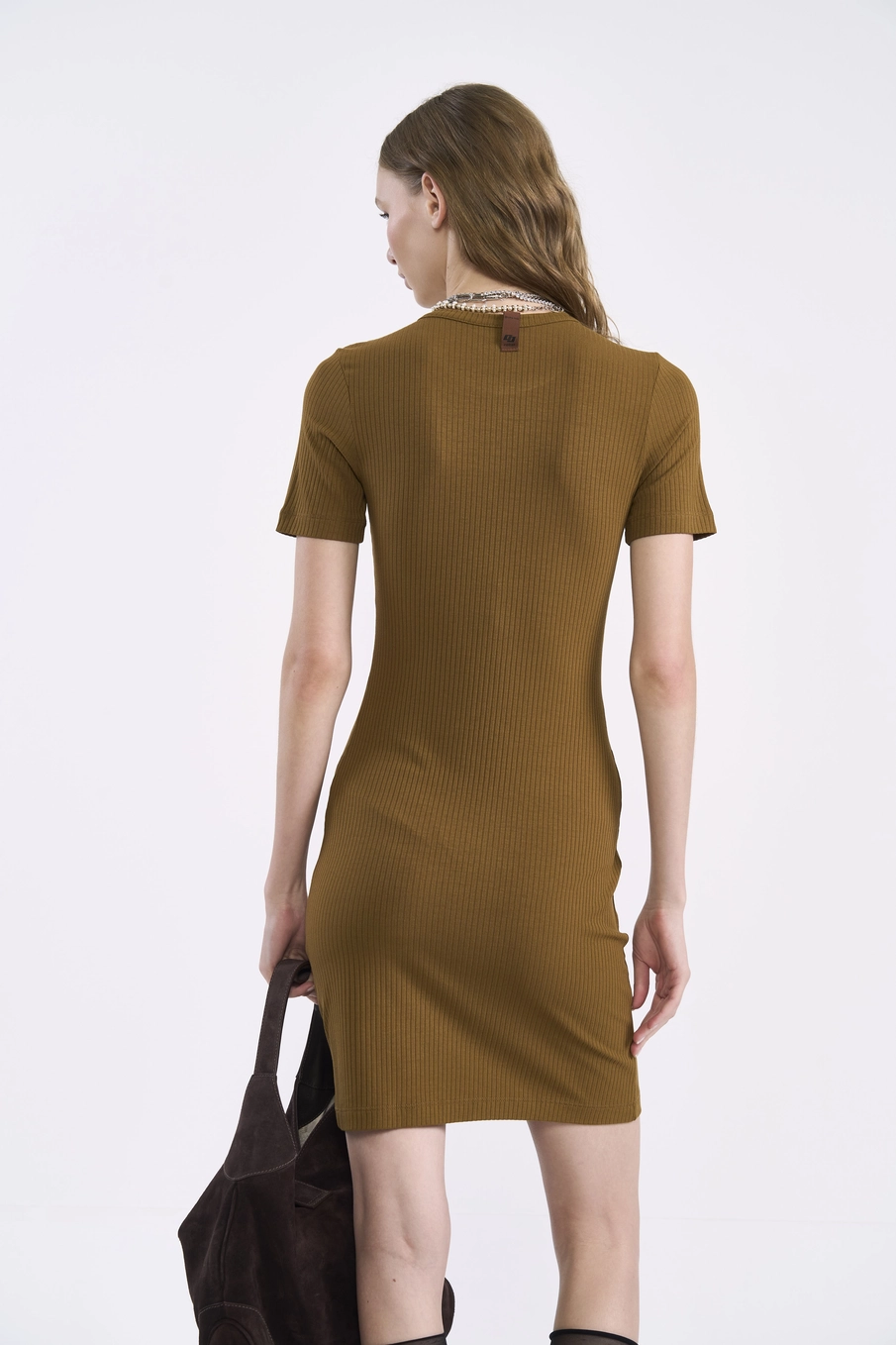 Vestido Canelado Urban Slim Marrom