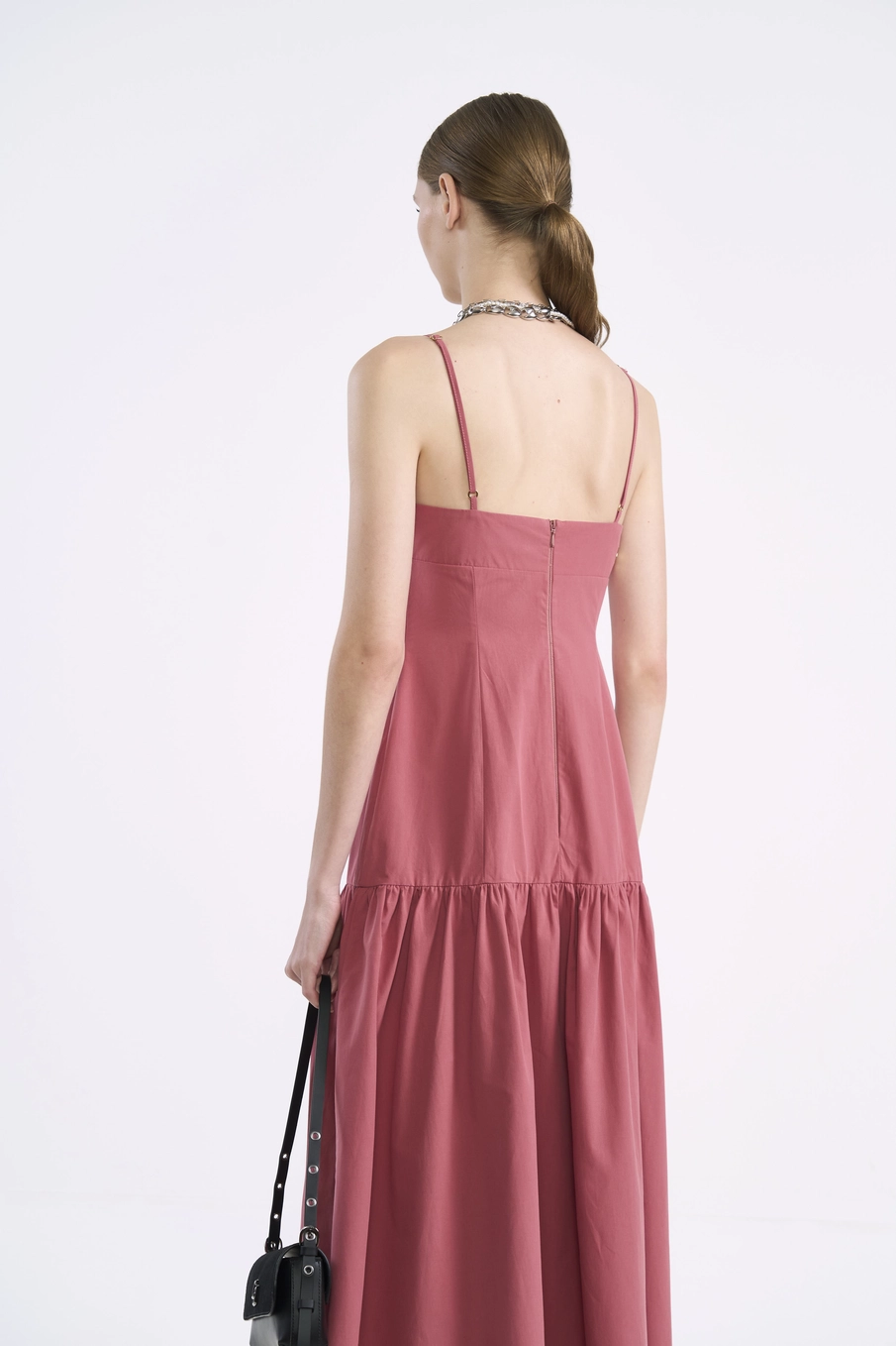Vestido Longo Com Saia Ampla Rosa