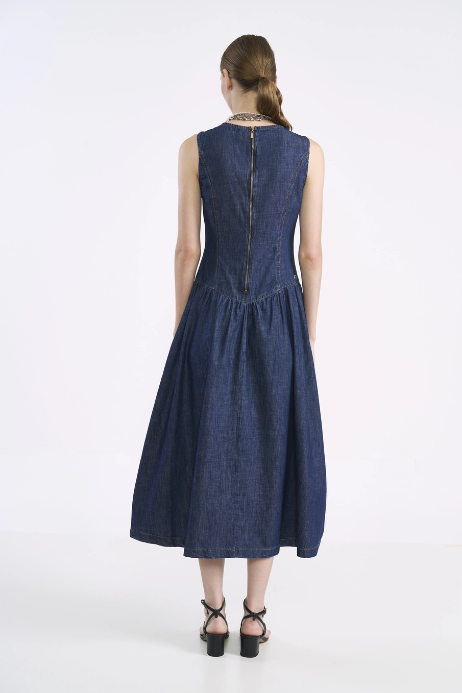 Vestido Midi Jeans Estruturado Índigo