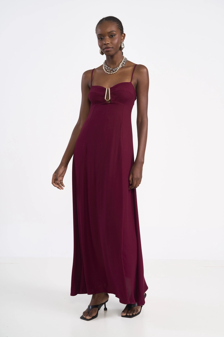 Vestido Longo Metal Detail