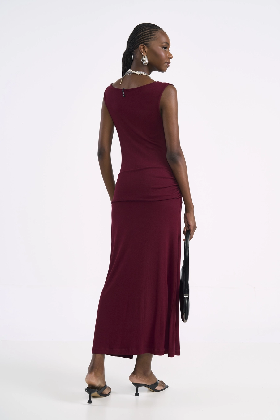 Vestido Midi Nó Metal Bordô