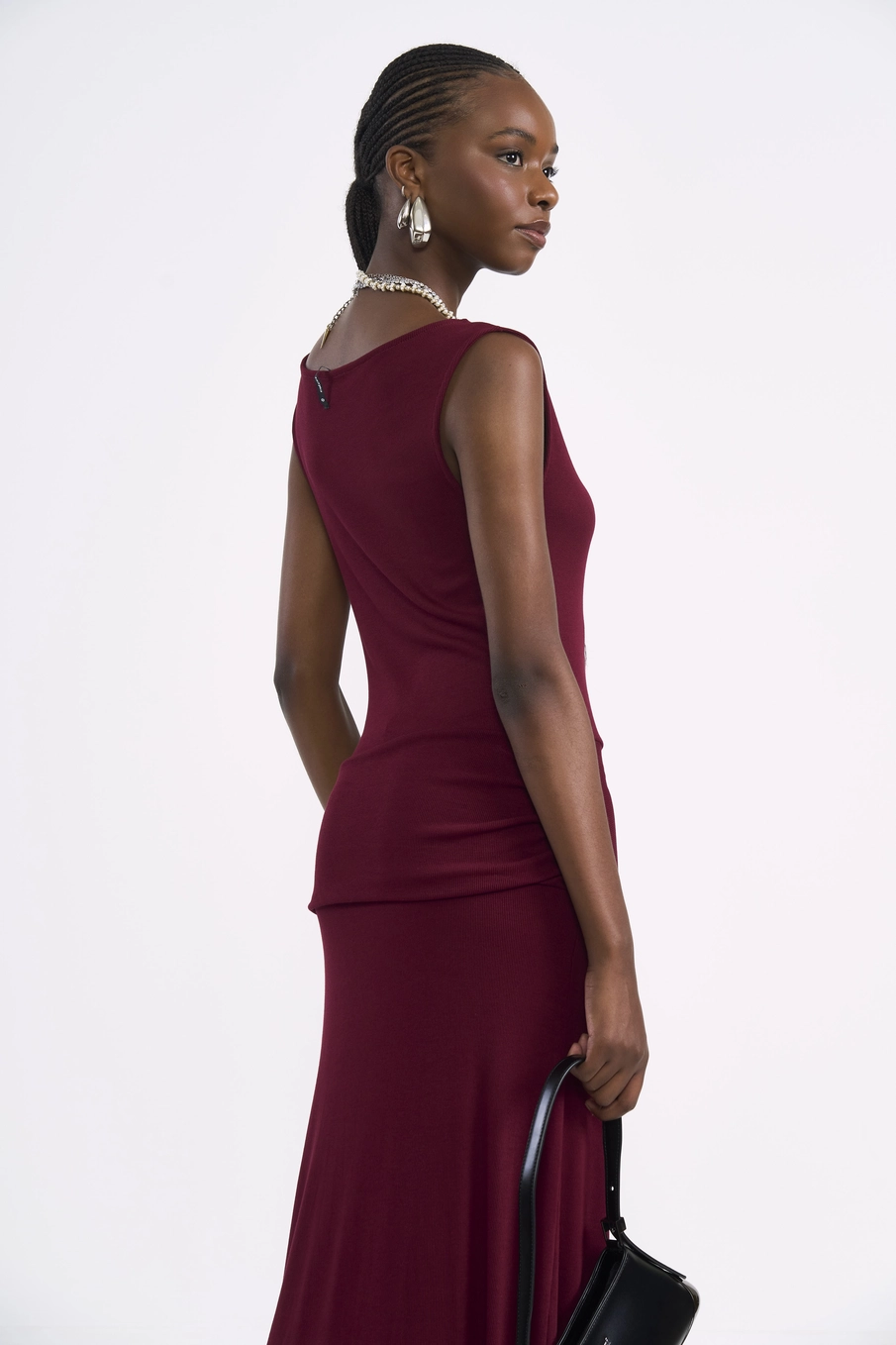 Vestido Midi Nó Metal Bordô