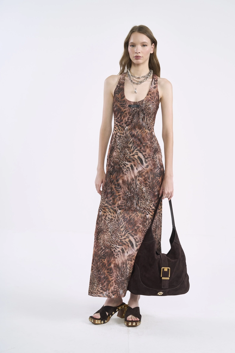Vestido Midi Em Tule Com Estampa