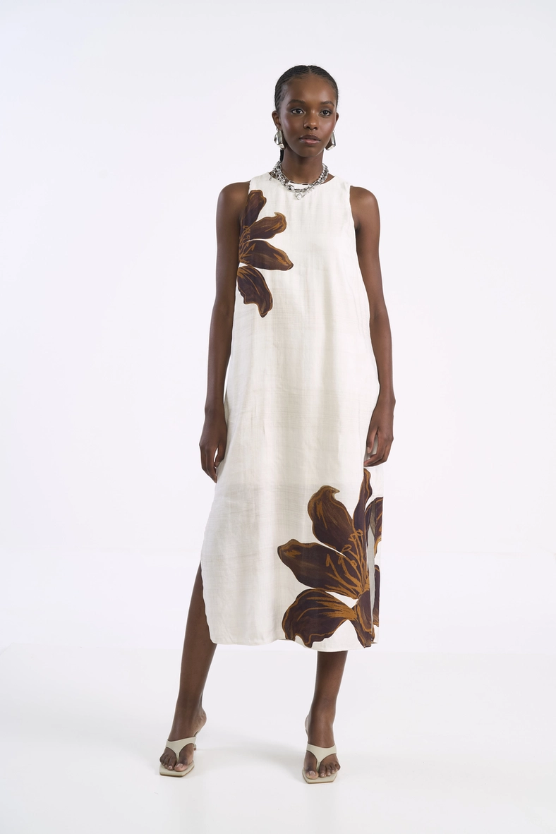 Vestido Midi Maxi Flora Reto