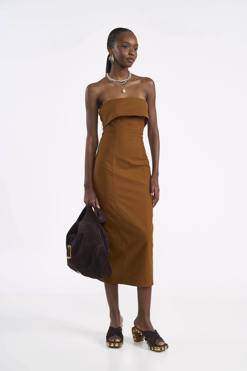 Vestido Midi Tomara Que Caia Alfaiataria