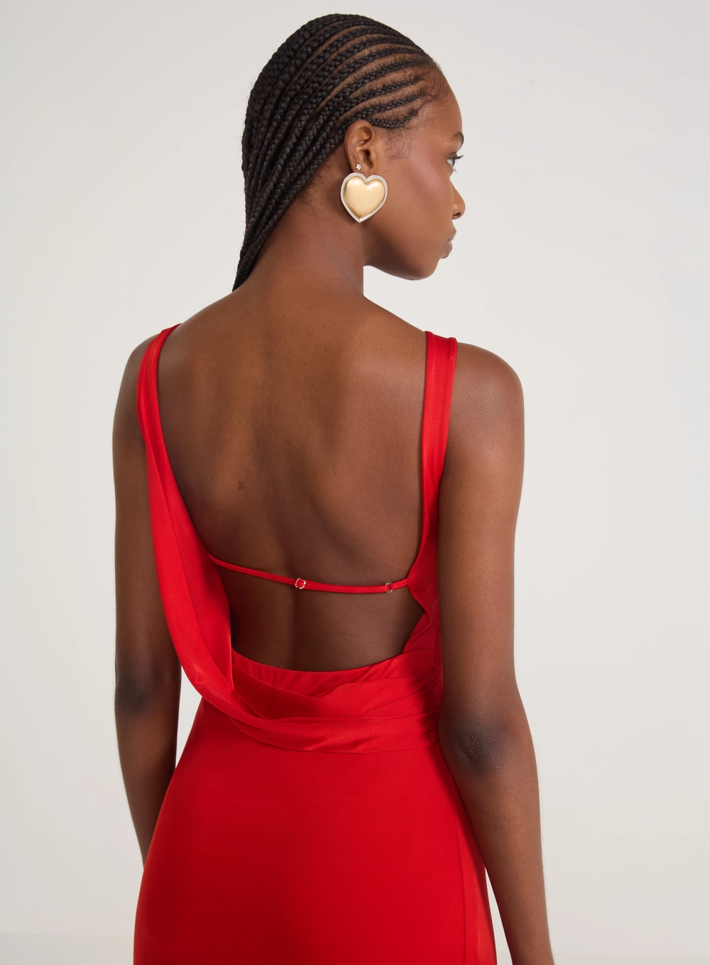 Vestido Assimétrico Drapeado Vermelho