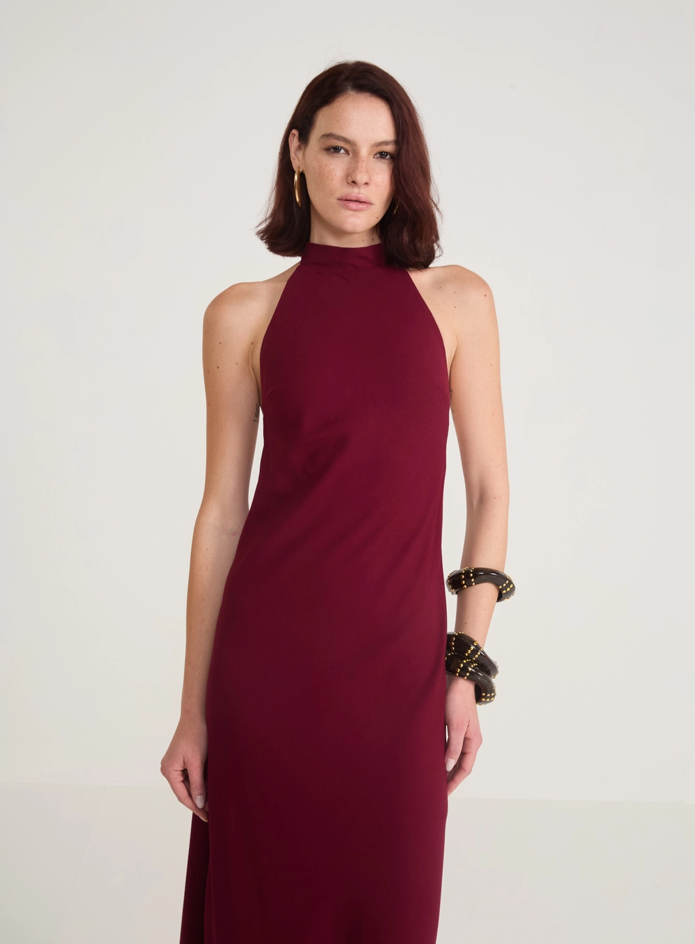 Vestido Longo Halter Frente Única | Colcci