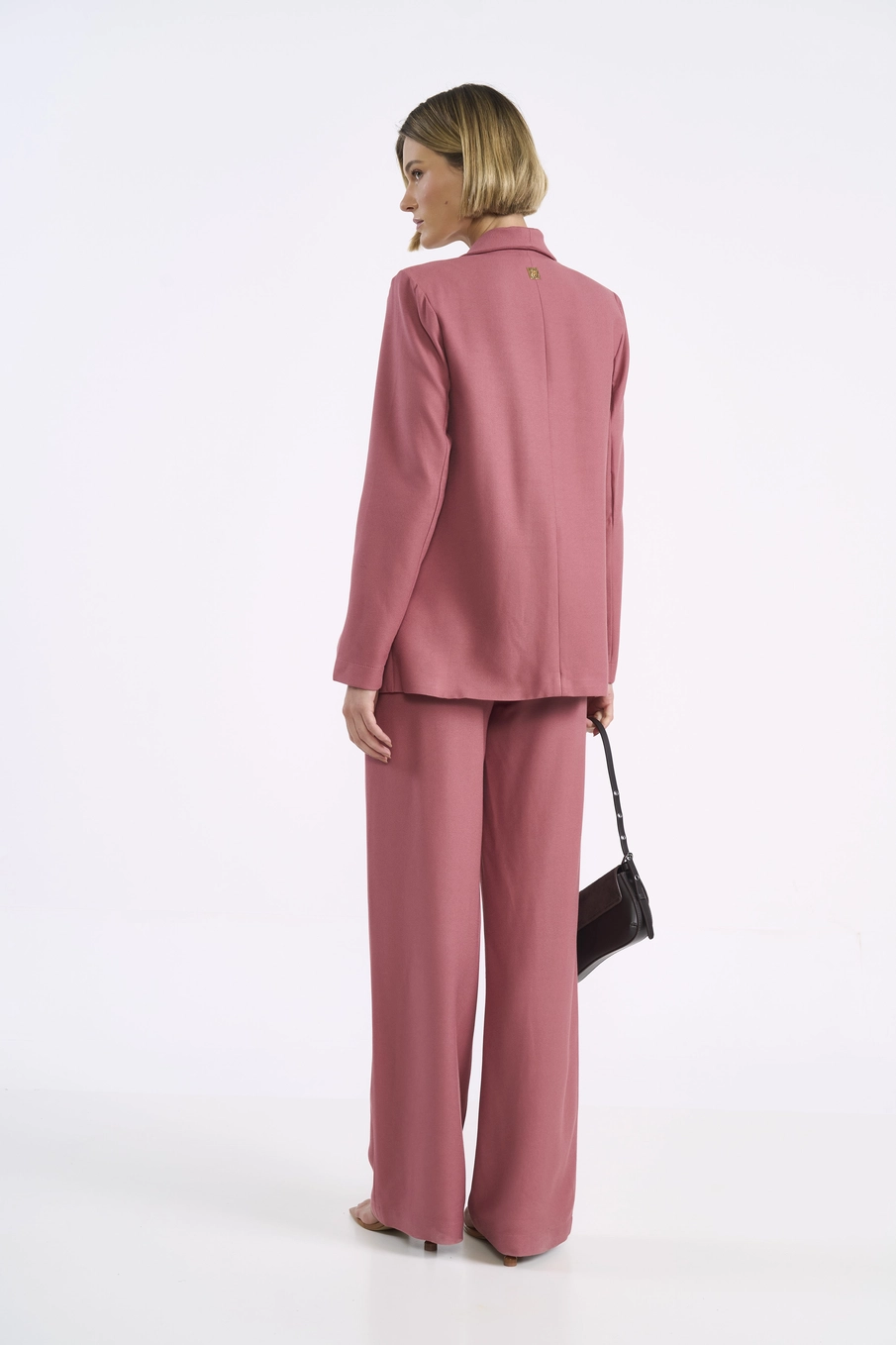 Blazer Alongado Em Alfaiataria Rosa