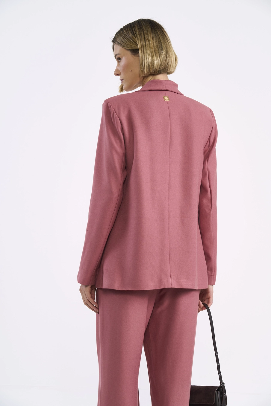 Blazer Alongado Em Alfaiataria Rosa