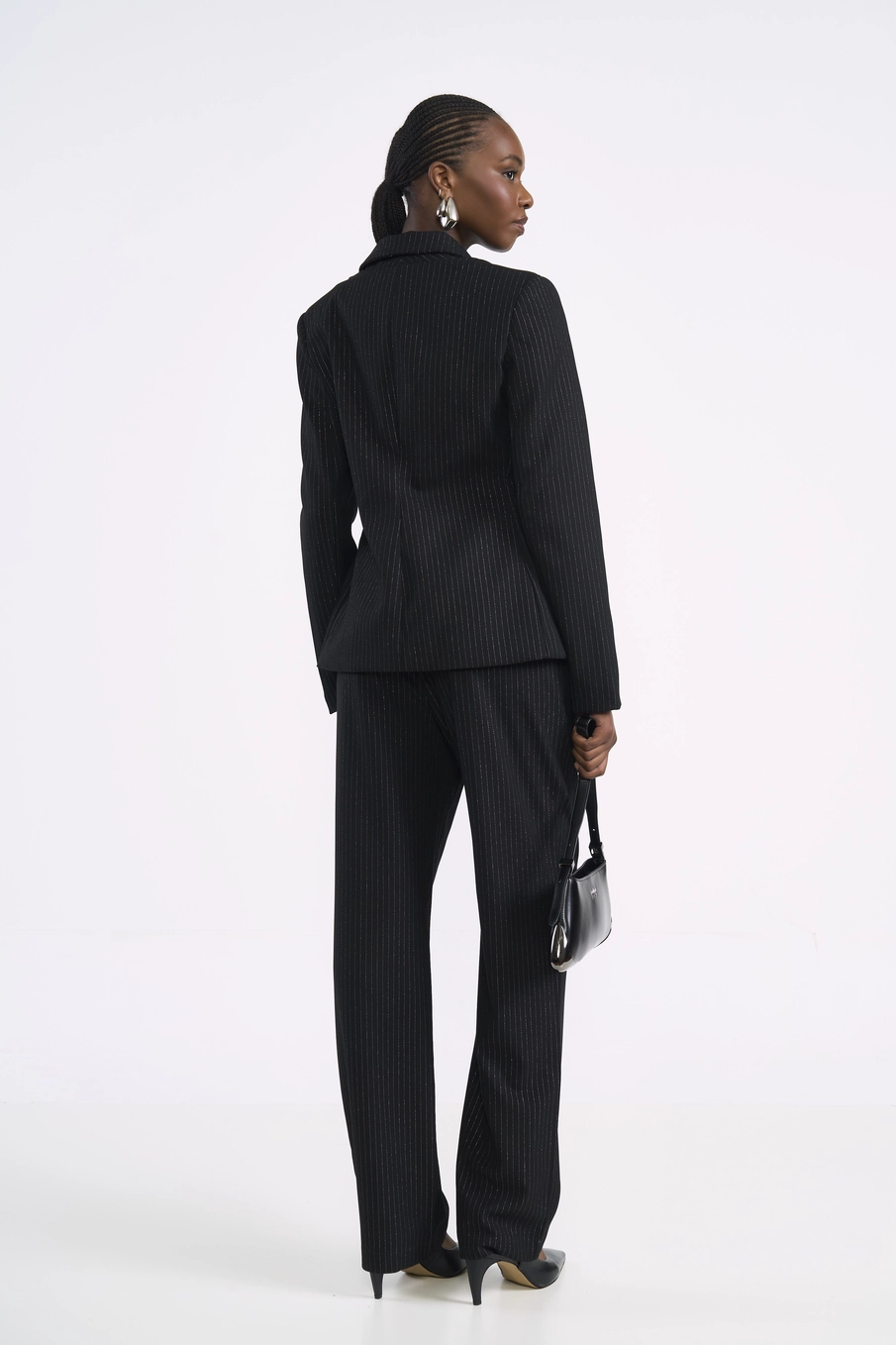 Blazer Alfaiatado Com Listras Metalizadas Estampados