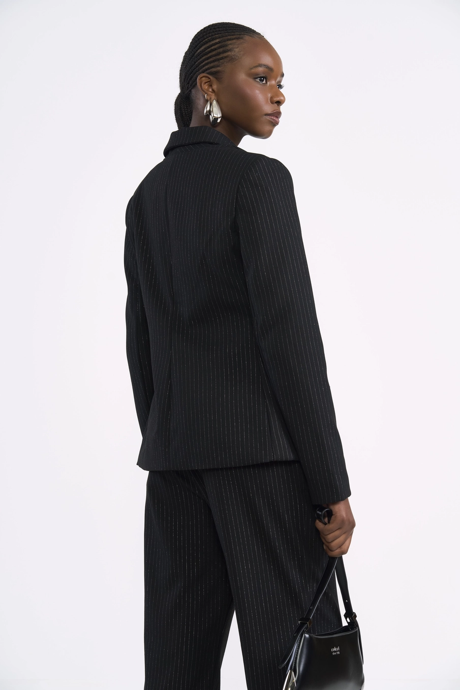 Blazer Alfaiatado Com Listras Metalizadas Estampados