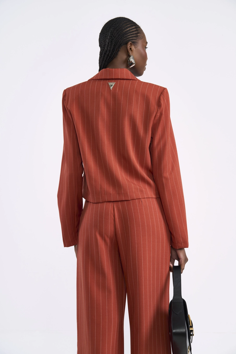 Blazer Feminino Alfaiataria Slim Com Risca De Giz Estampados