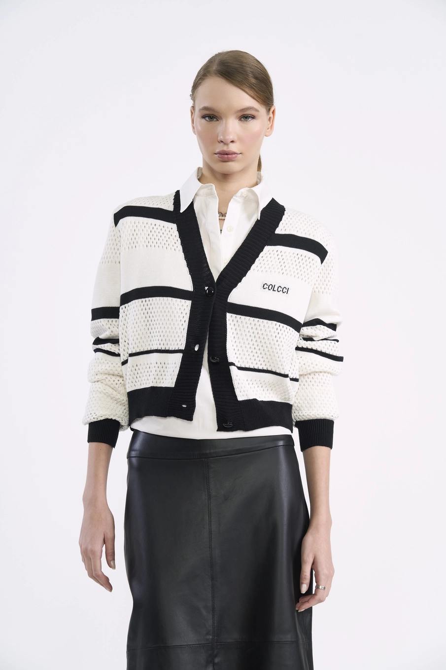 Cardigan Feminino Em Tricô Listrado Off