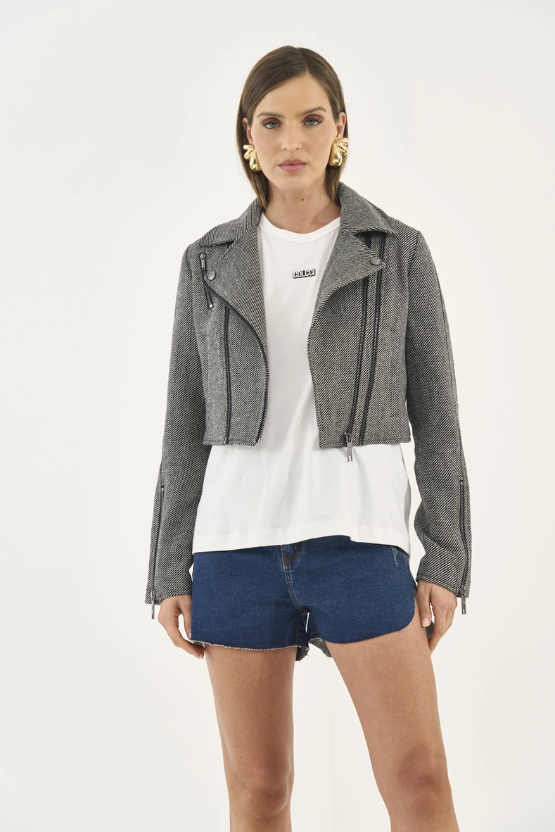 Jaqueta Feminina Biker Cropped