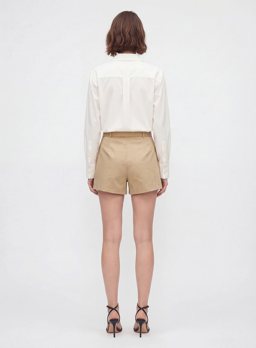 Short Saia Sarja Com Cinto Amarelo 3