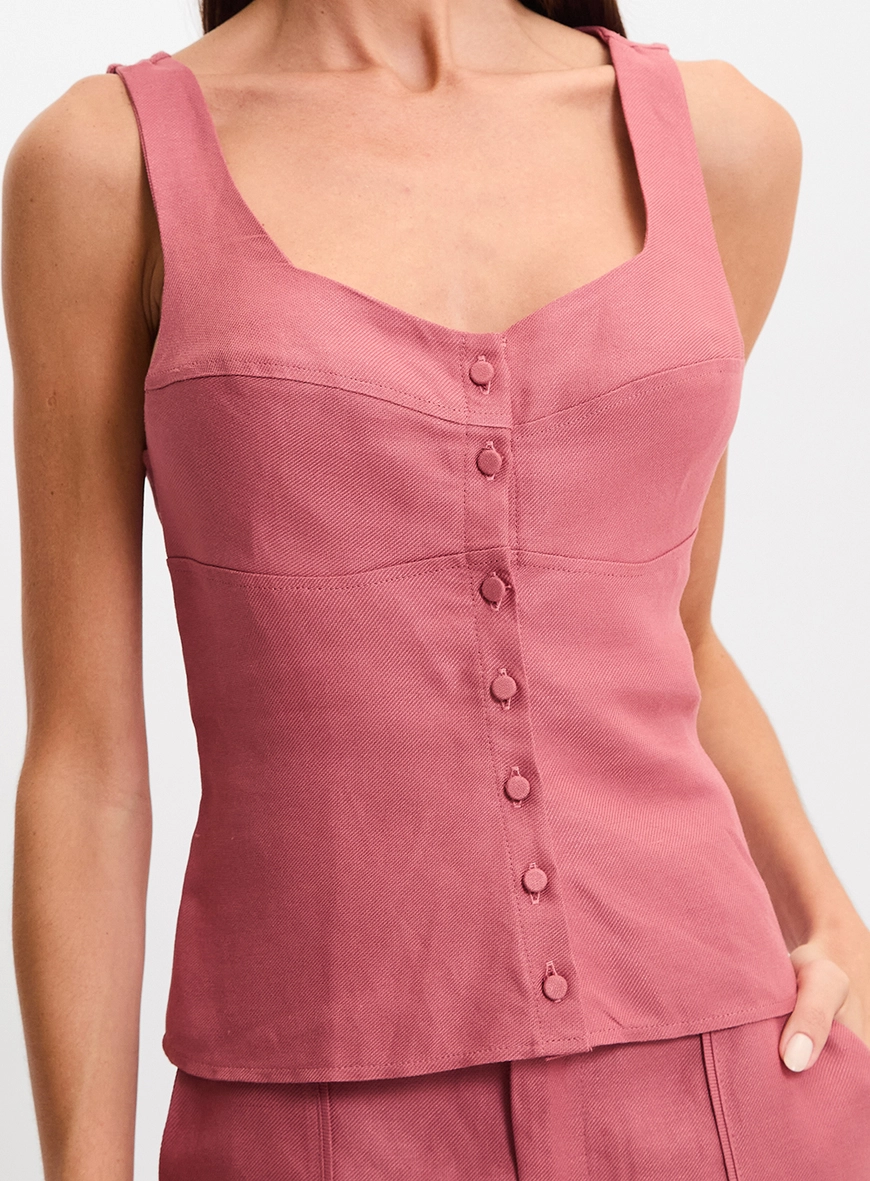 Blusa Alfaiataria Botões Frontais Rosa 4