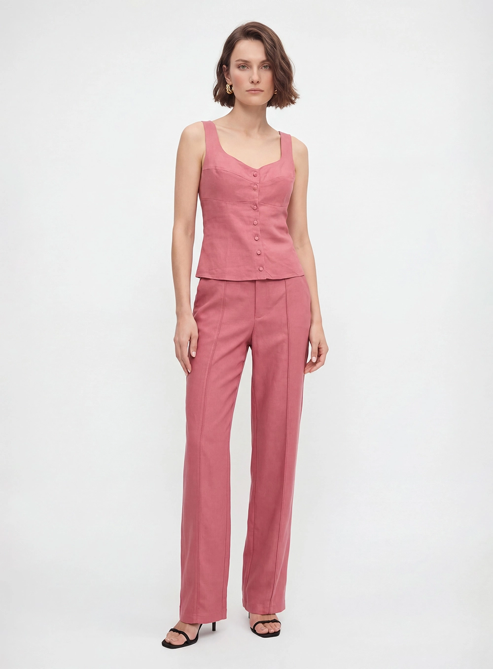 Blusa Alfaiataria Botões Frontais Rosa 3