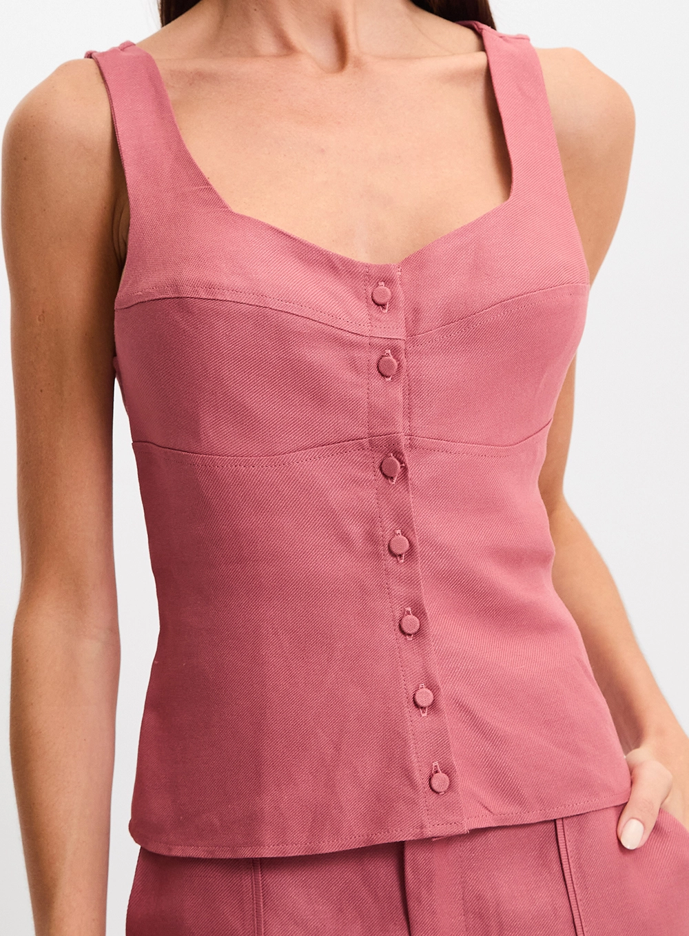Blusa Alfaiataria Botões Frontais Rosa 4