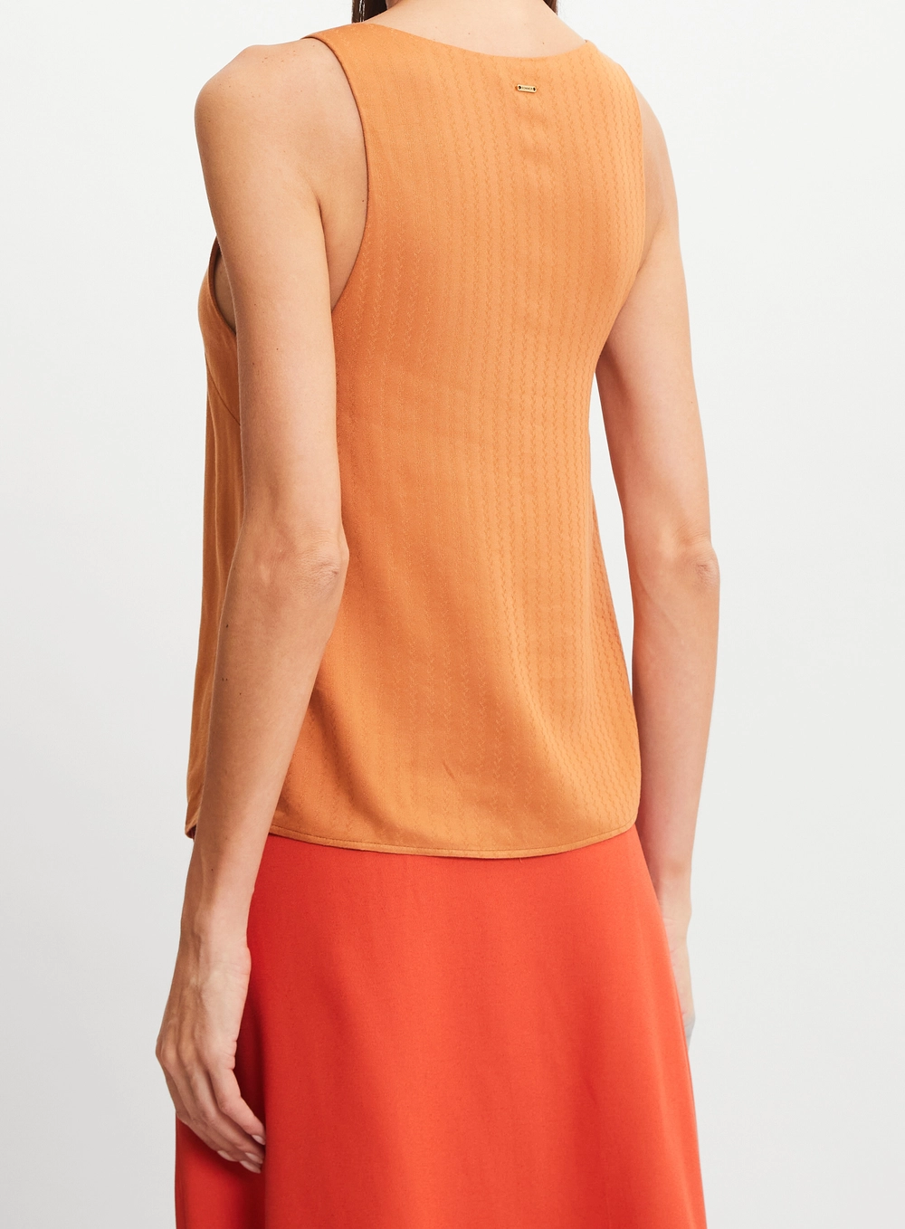 Regata Feminina Evasê Jacquard Bege 2