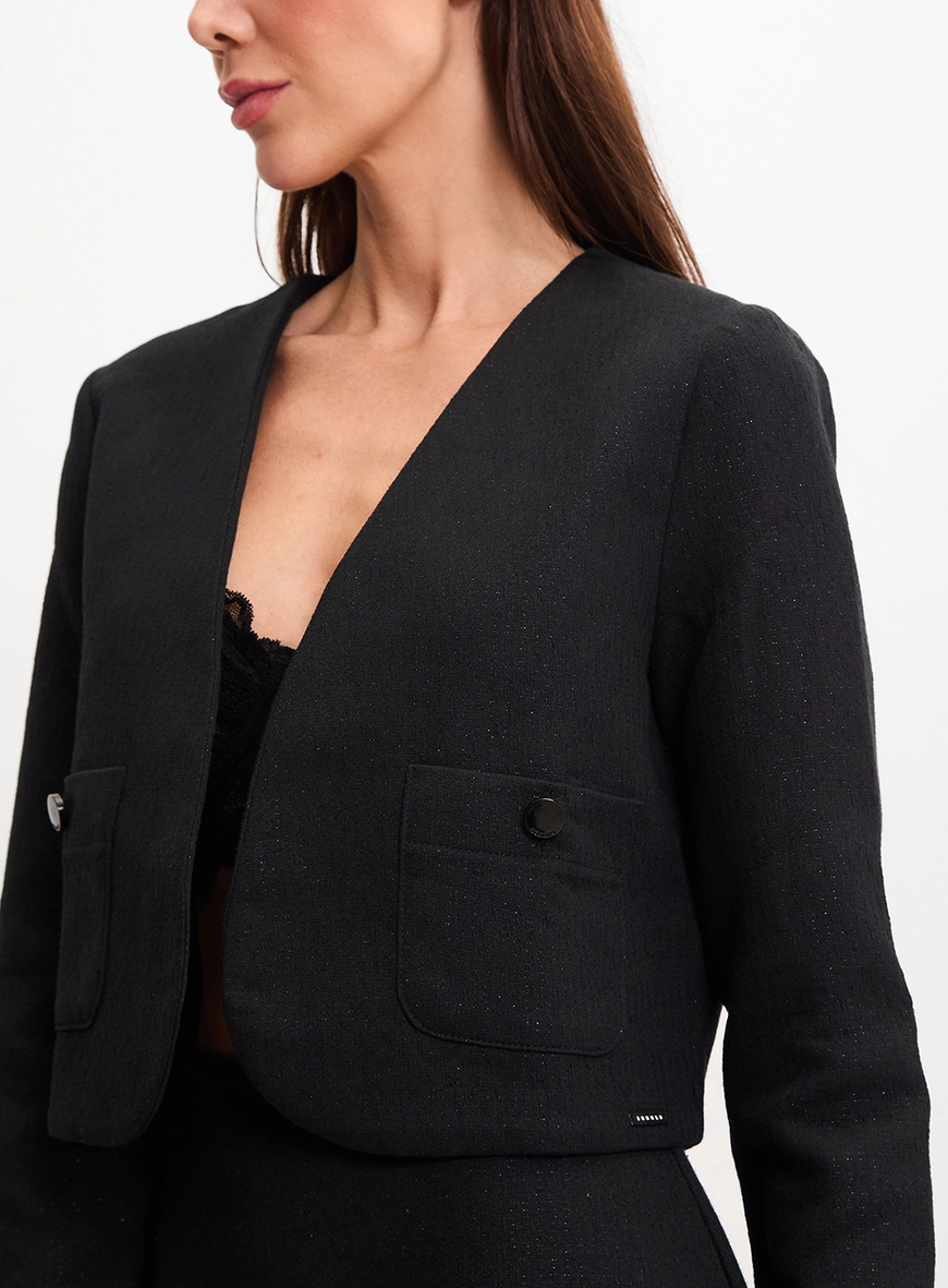 Casaco Alfaiataria Feminino Regular Preto 4