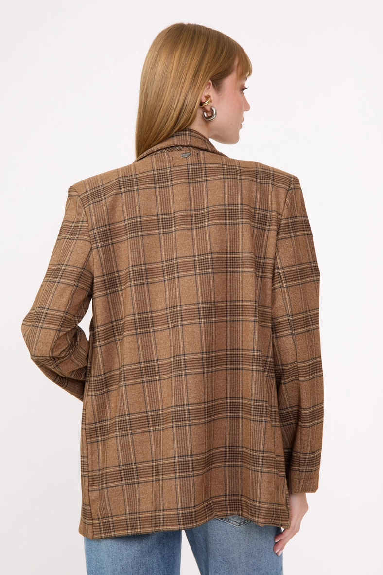 Blazer Alfaiataria Xadrez Feminino Oversized Estampados 4