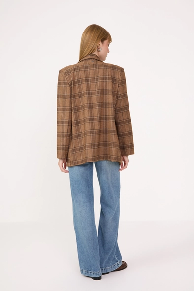 Blazer Alfaiataria Xadrez Feminino Oversized