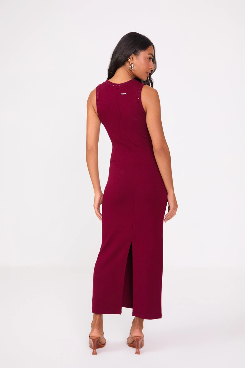 Vestido Midi Small Com Torção Bordô 2