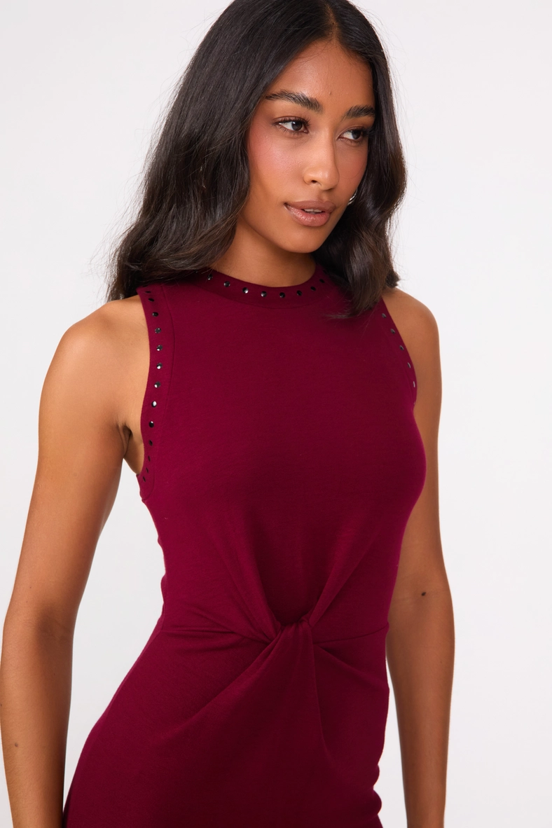 Vestido Midi Small Com Torção Bordô 3