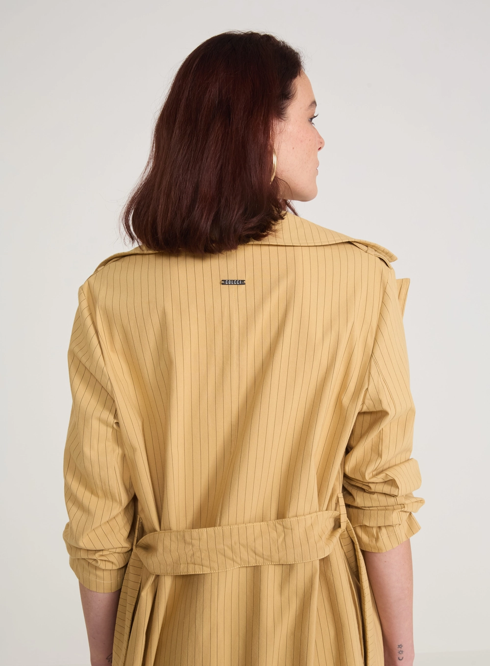 Casaco Trench Coat Alfaiataria Risca De Giz Estampados
