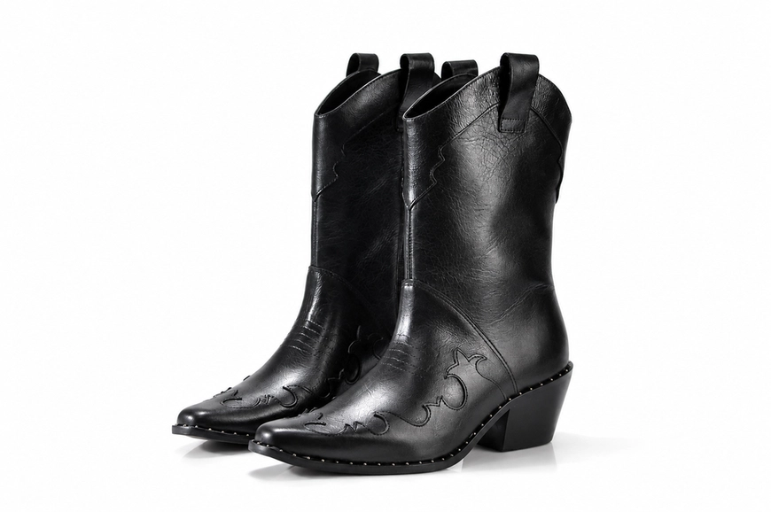 Bota Couro Cano Médio Salto Bloco Colcci
