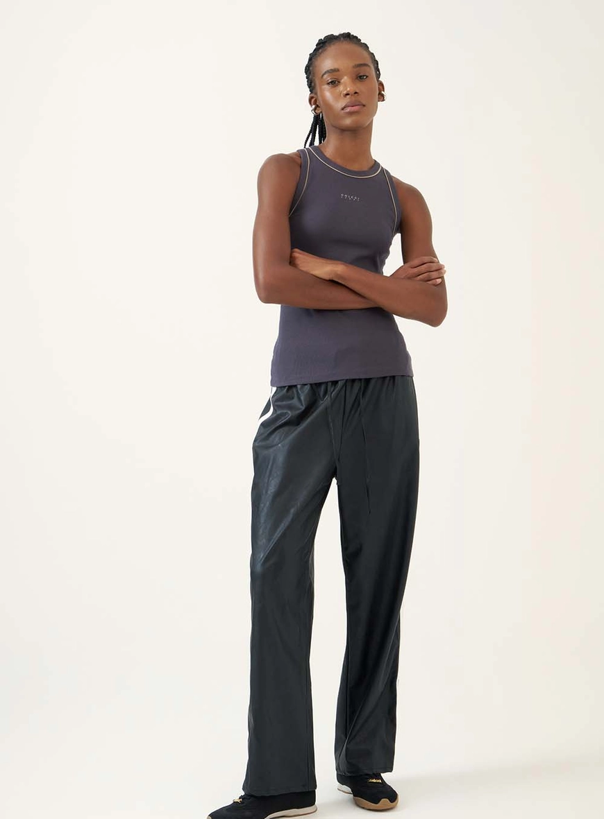 Calça Reta Ampla Com Faixa Lateral
