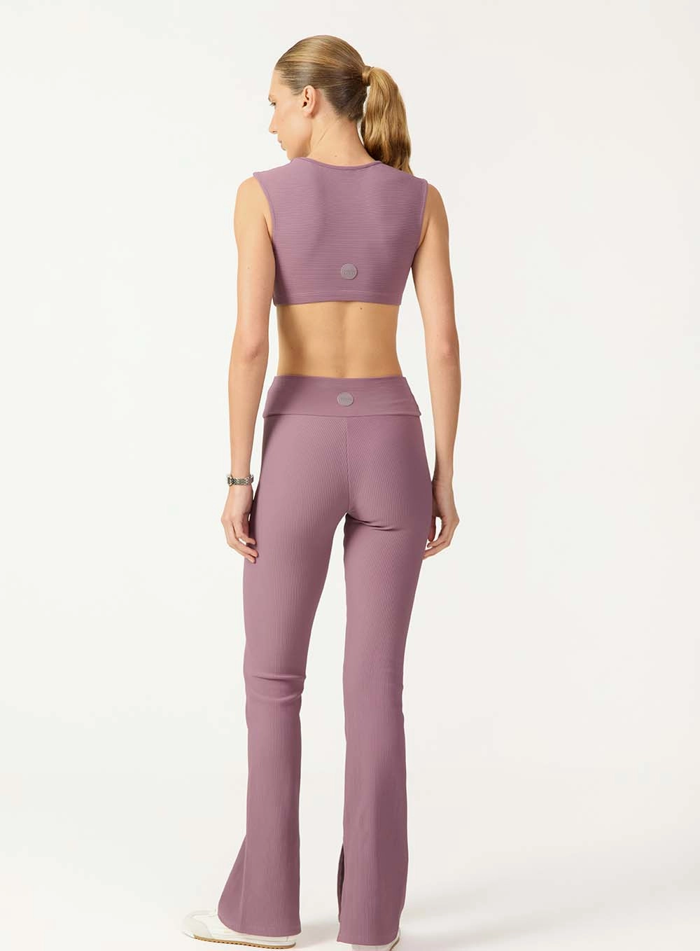 Calça Flare Com Cós Estruturado Roxo