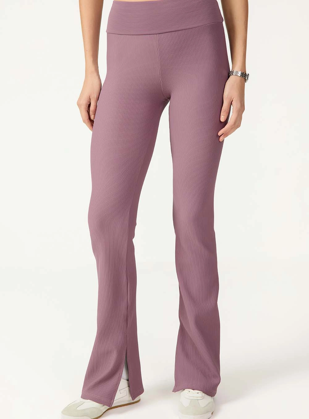 Calça Flare Com Cós Estruturado Roxo