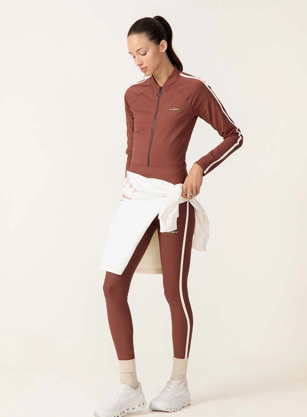 Calça Legging Side Track Sculpt Marrom