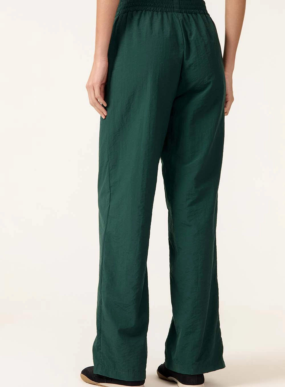 Calça Wide Leg Com Cós Elástico Verde