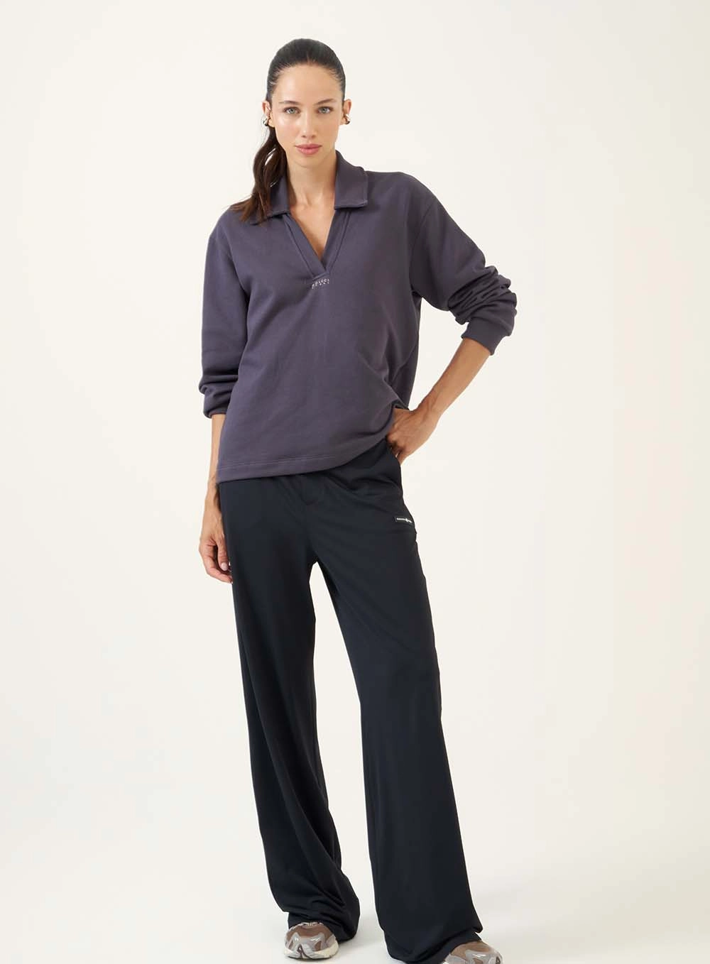 Calça Wide Leg Esportiva Preto