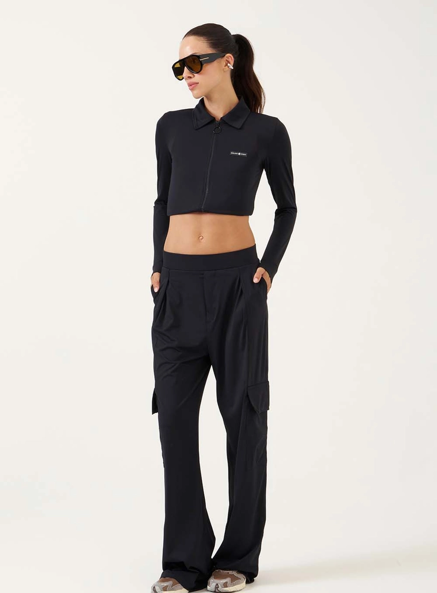 Calça Cargo Wide Leg Com Cintura Alta