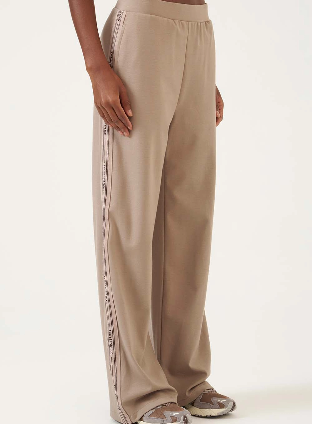 Calça Pantalona Com Detalhe Lateral Cinza