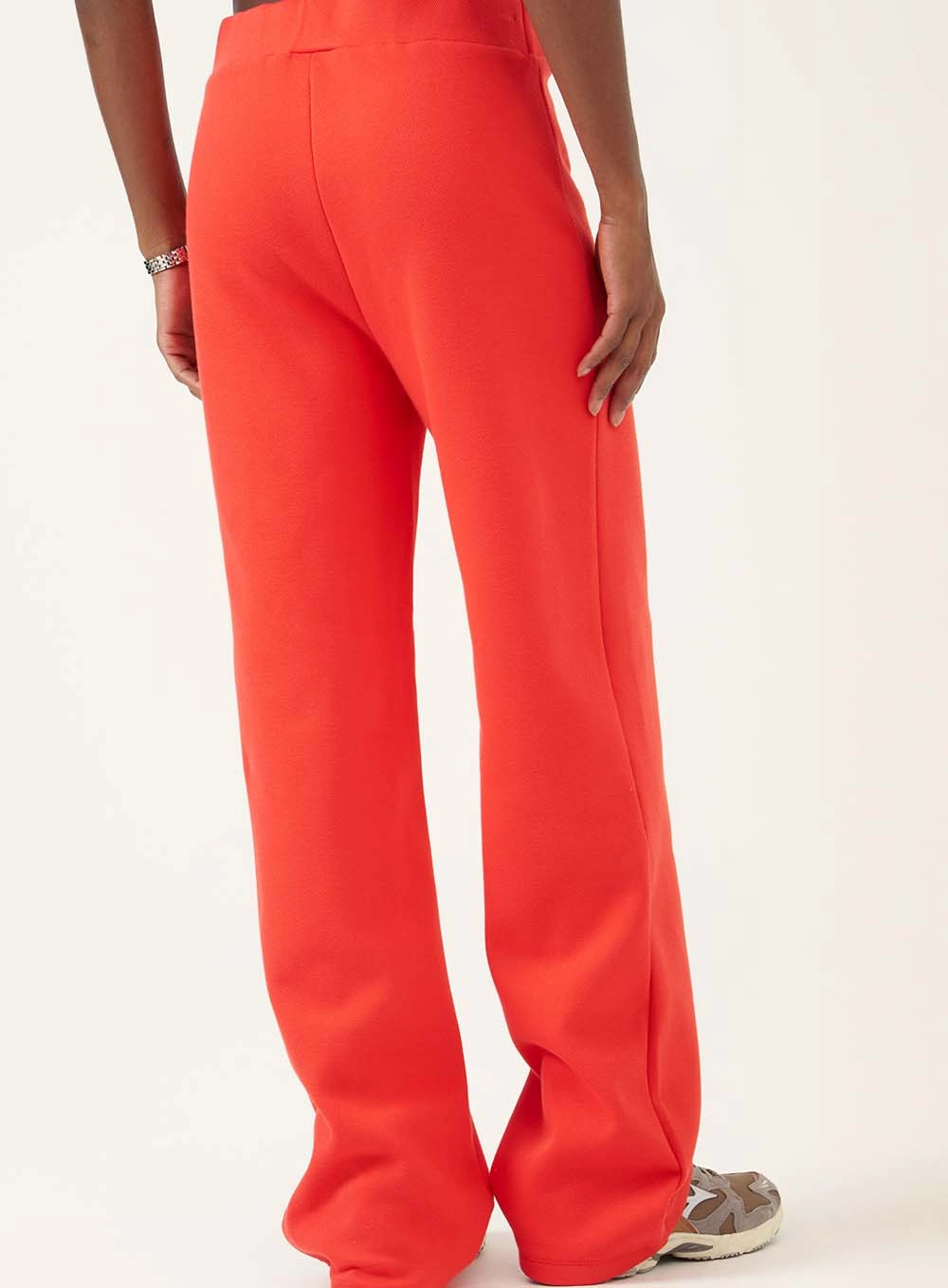 Calça Wide Leg Com Cintura Alta Vermelho