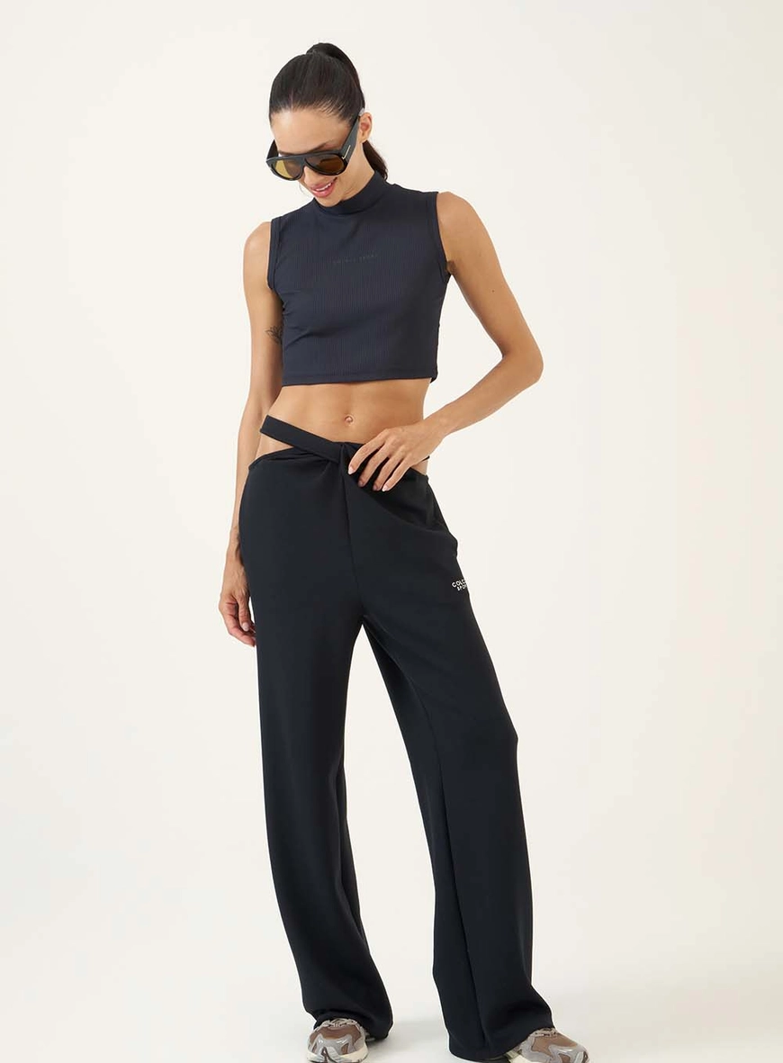 Calça Wide Leg Com Cós Cut Out