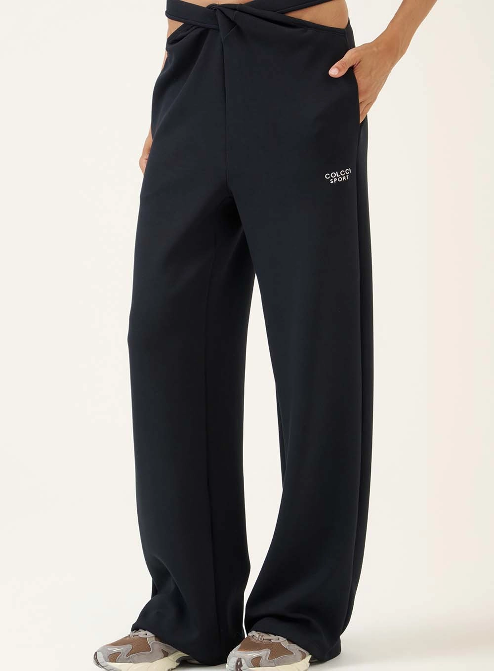 Calça Wide Leg Com Cós Cut Out Preto