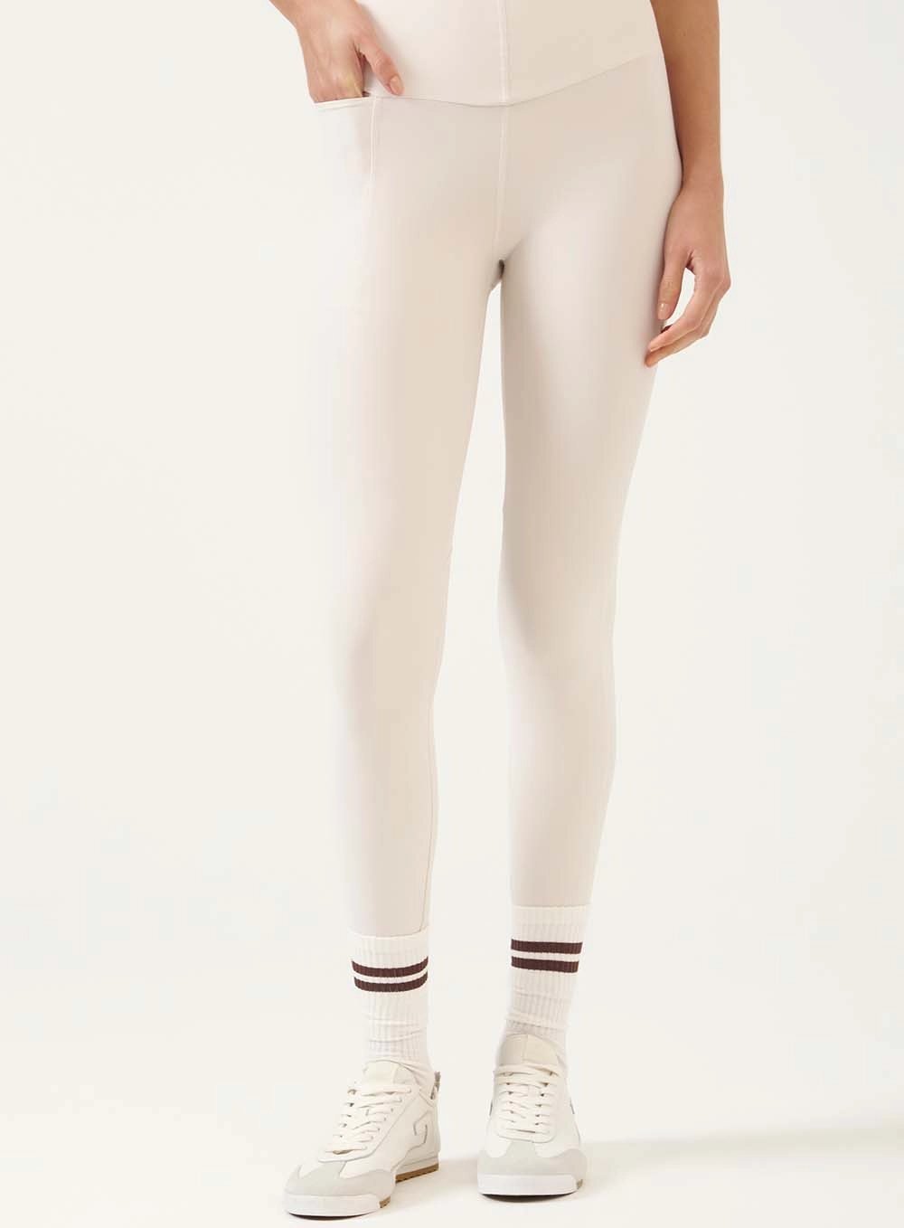 Calça Legging Cintura Alta Com Bolso Lateral Cinza
