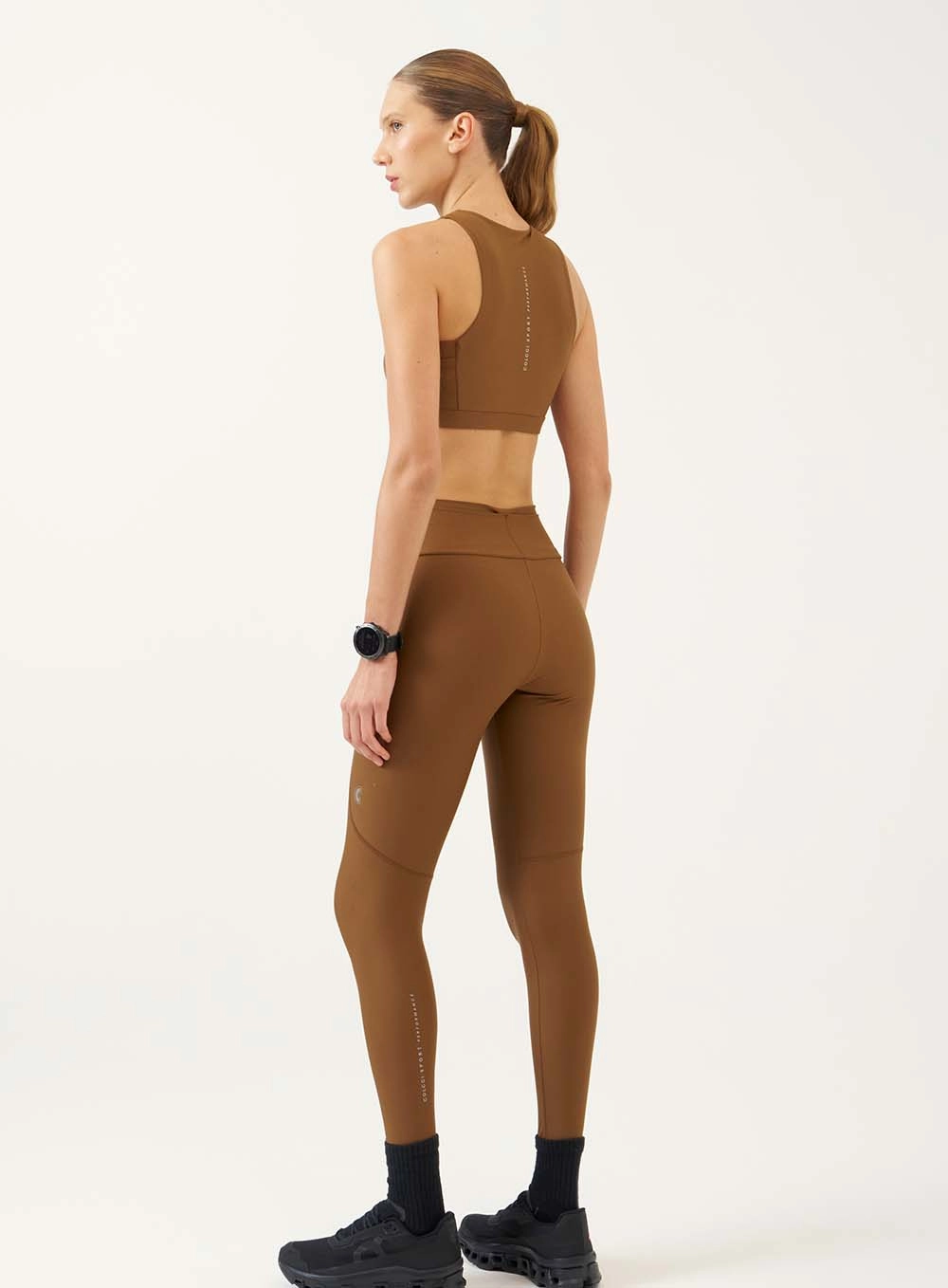 Calça Legging Com Cintura Alta Marrom